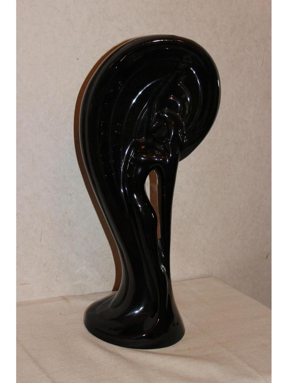 Vintage Royal Haeger Pottery Black Statue Art Deco Woman